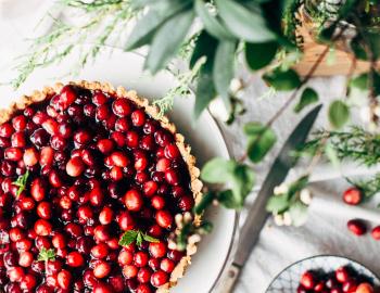 Cranberries and herbs for a Thanksgiving dinner