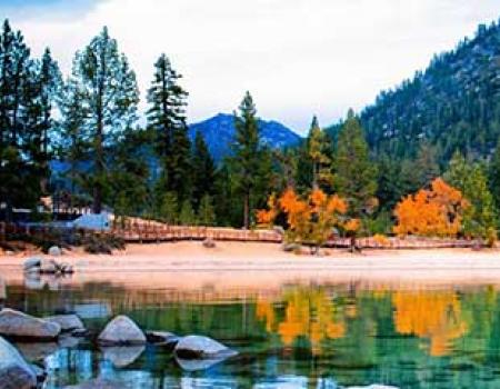 Lake and mountains at West Shore in Lake Tahoe