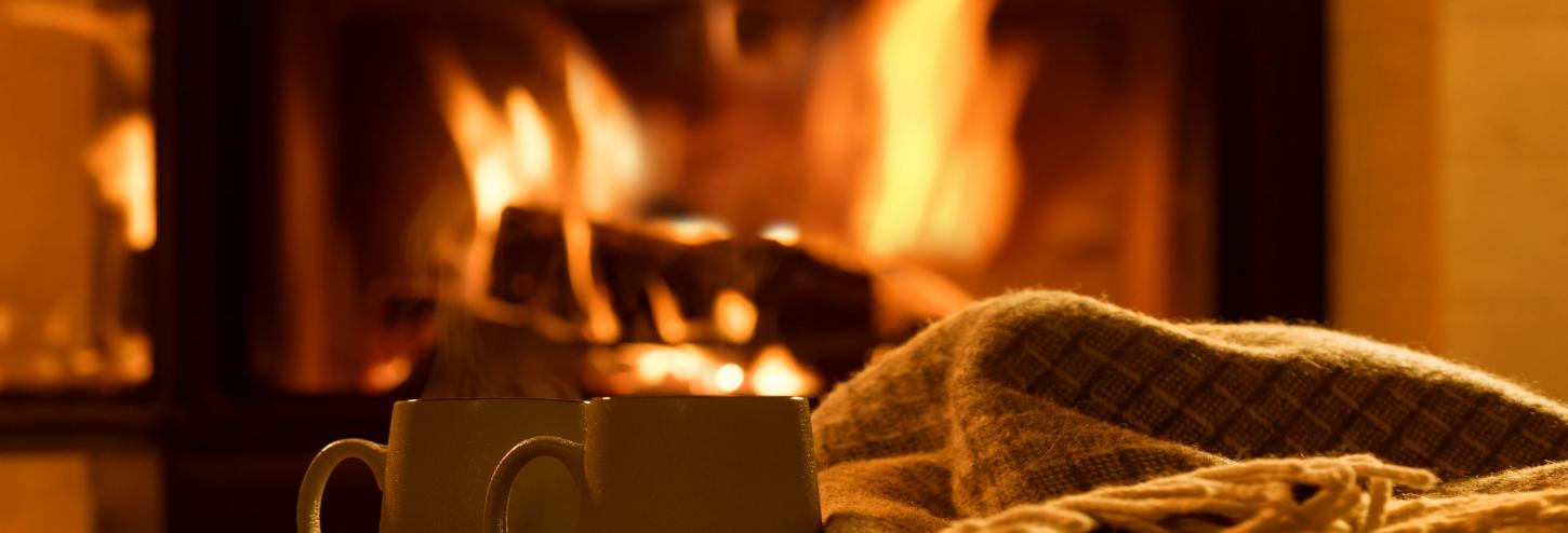 fireplace hot cocoa and blankets in lake tahoe