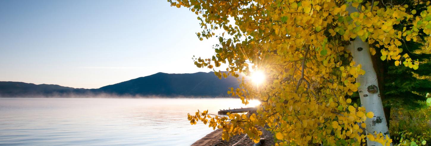 leaving changing on beach at lake tahoe mountains