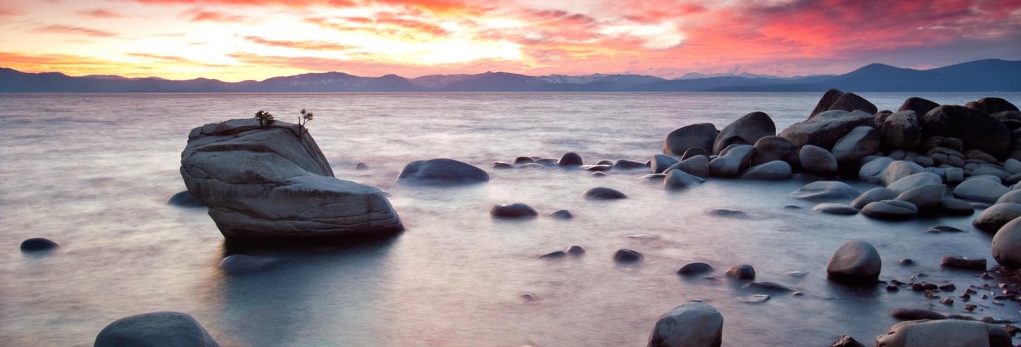 Beautiful pink sunset at Lake Tahoe