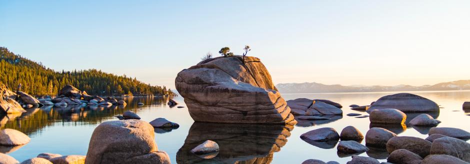 Rocks in the water in Lake Tahoe on the East Shore