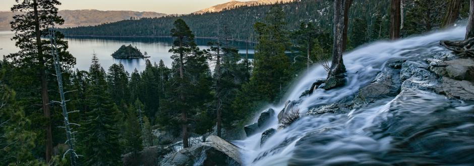 The water falls at Eagle Falls in California
