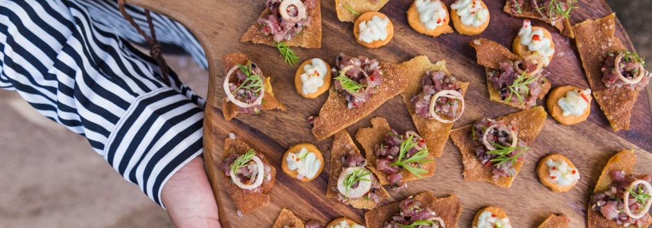 Appetizers on a tray at the Annual Passport to Dining