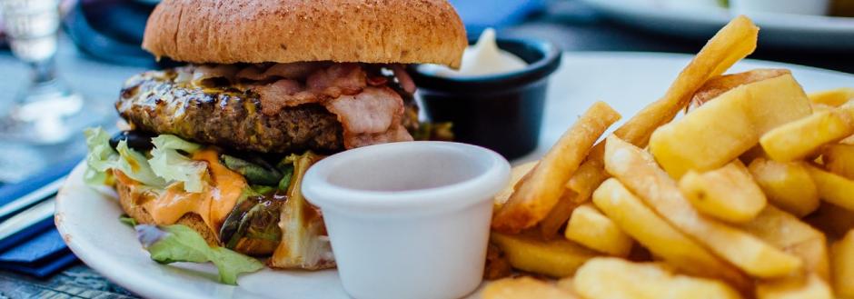 A burgers and fries at a Tahoe Restaurant