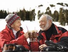 Couple enjoying happy hour together in Tahoe