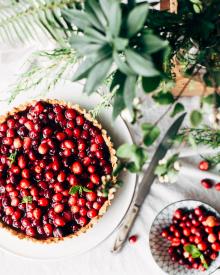 Cranberries and herbs for a Thanksgiving dinner