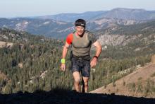 Mountain runner in the Spartan Race competition