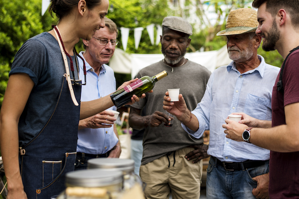 men drinking wine