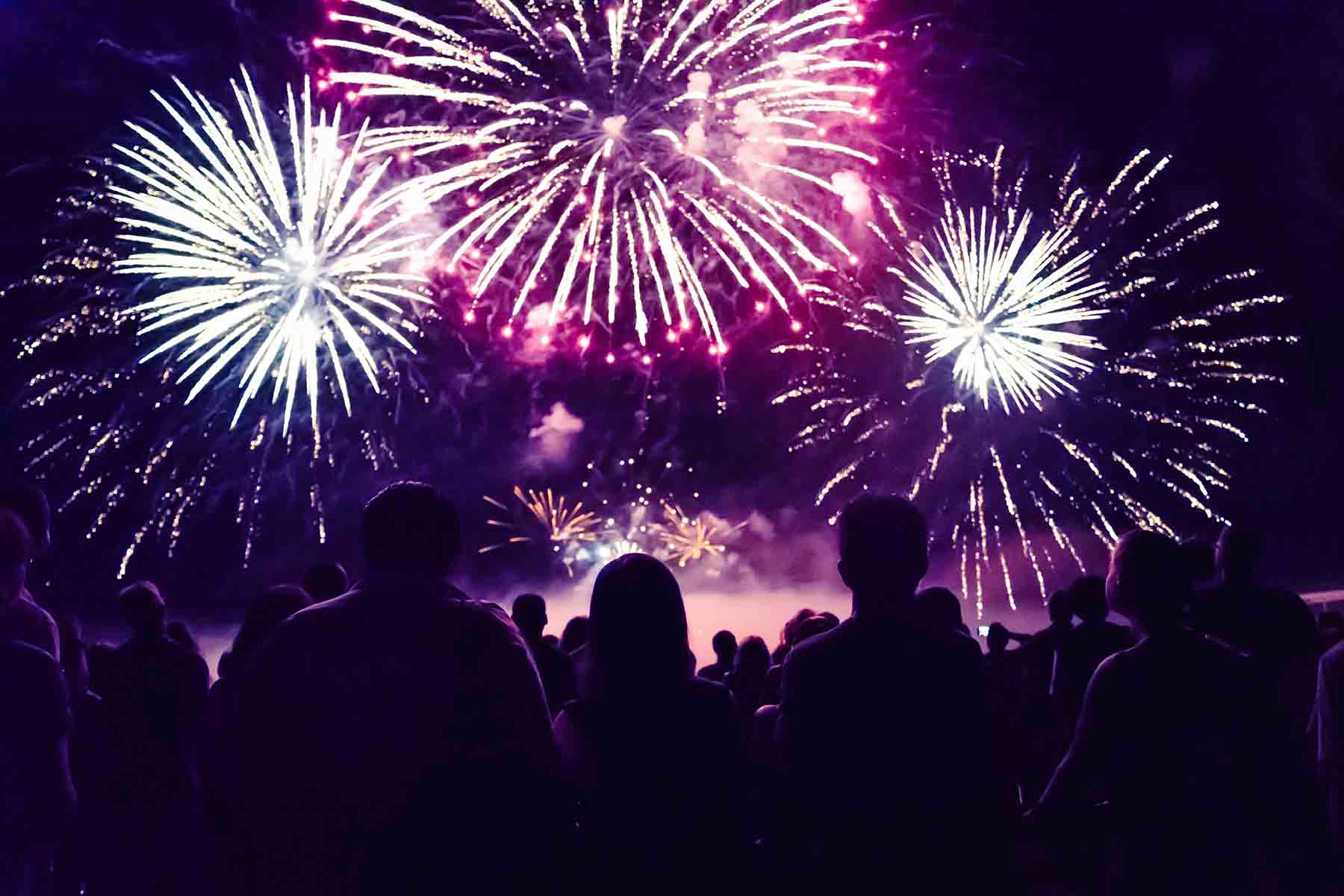 Fireworks display at a snowfest event