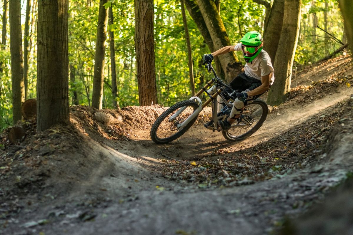 man mountain biking